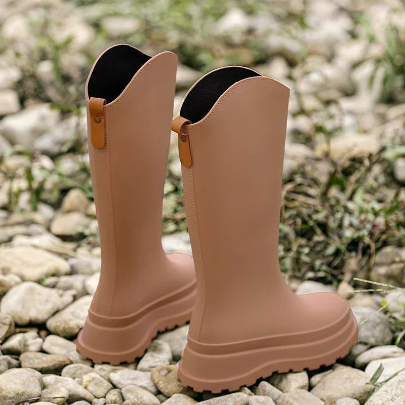 Women's Tall Waterproof Rain Boots with Comfortable Insole
