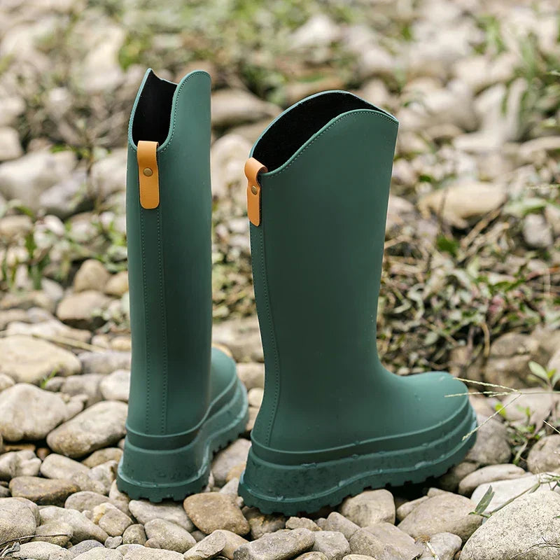Women's Tall Waterproof Rain Boots with Comfortable Insole