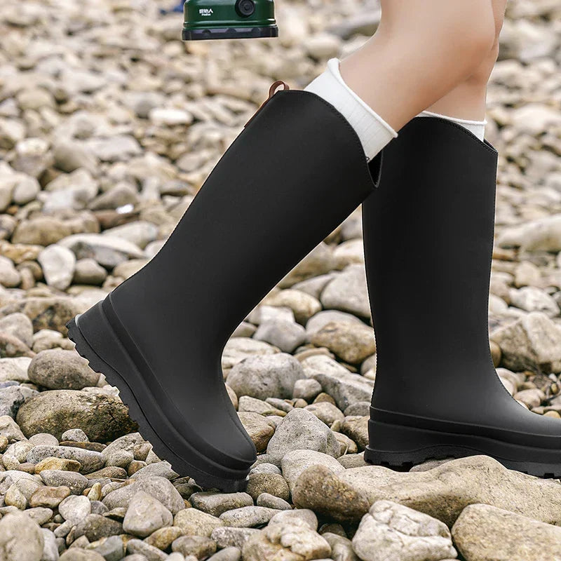 Women's Tall Waterproof Rain Boots with Comfortable Insole