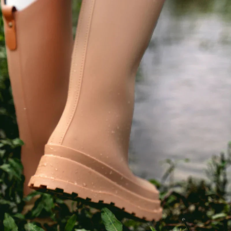 Women's Tall Waterproof Rain Boots with Comfortable Insole