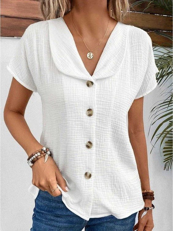Women's Textured Button-Down Blouse