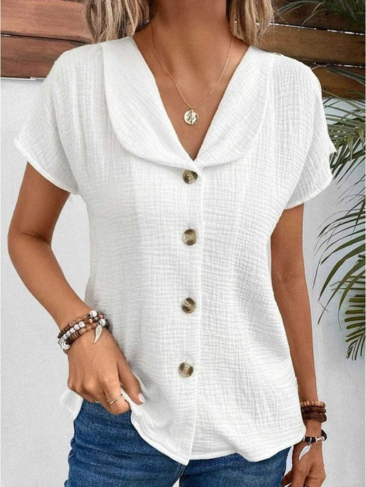 Women's Textured Button-Down Blouse