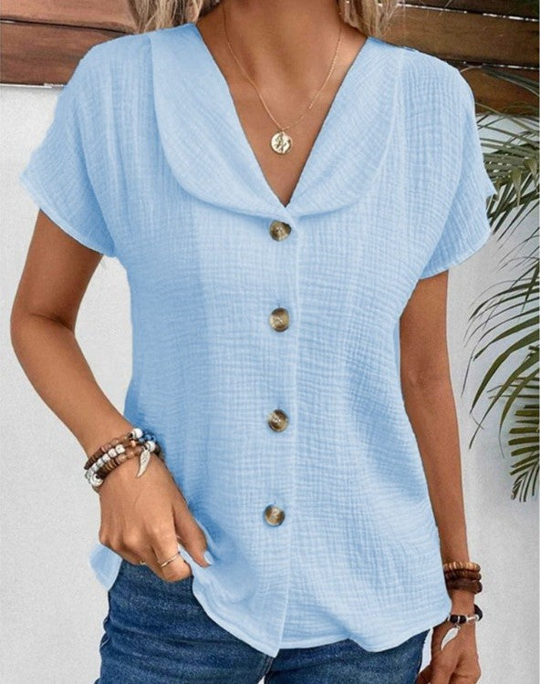 Women's Textured Button-Down Blouse