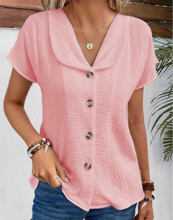 Women's Textured Button-Down Blouse