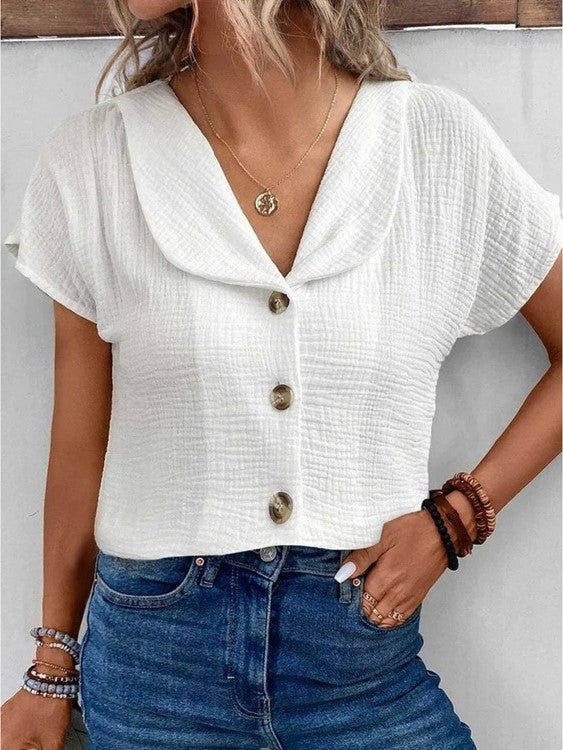 Women's Textured Button-Down Blouse
