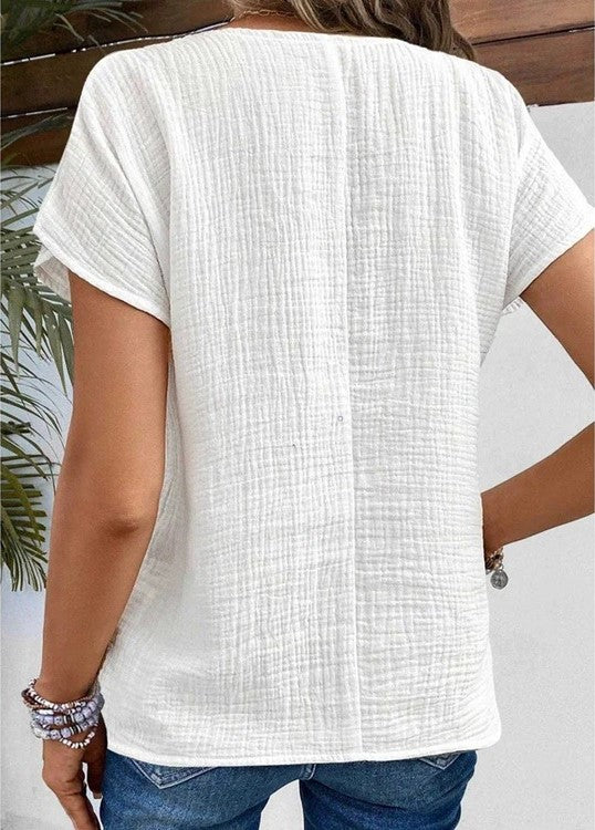 Women's Textured Button-Down Blouse