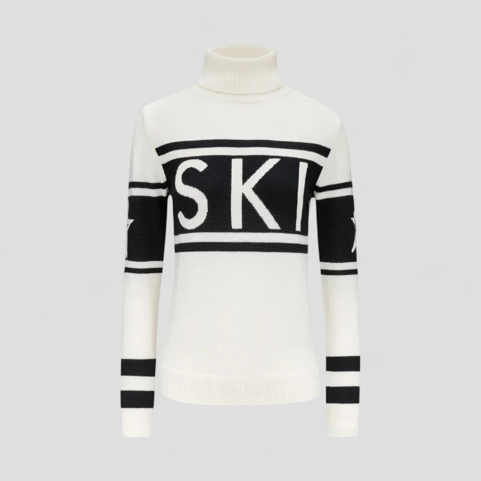 Women's Turtleneck Sweater with Modern Graphic