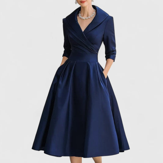 Women's V-Neck A-Line Midi Dress
