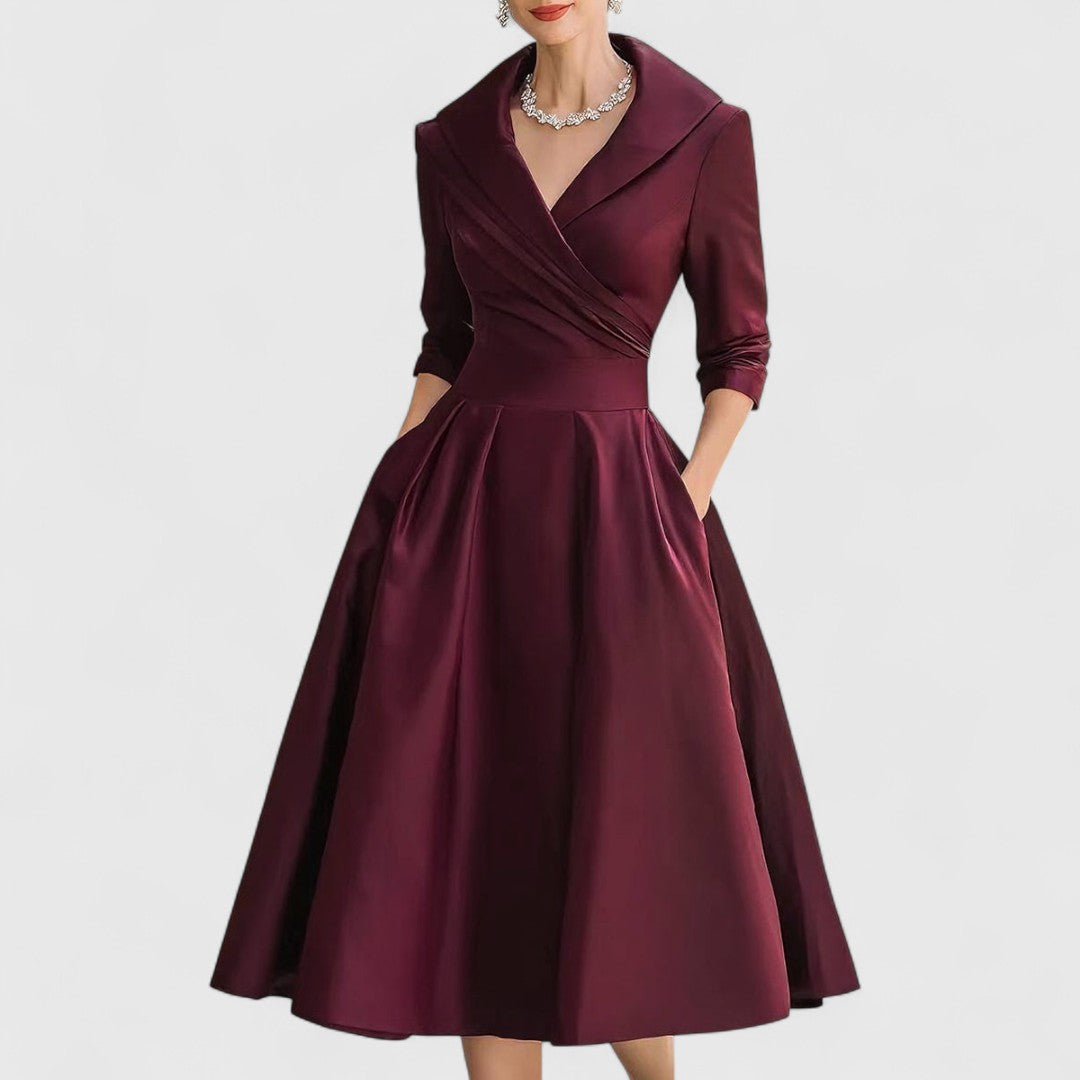Women's V-Neck A-Line Midi Dress
