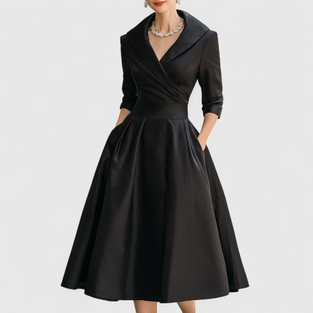 Women's V-Neck A-Line Midi Dress