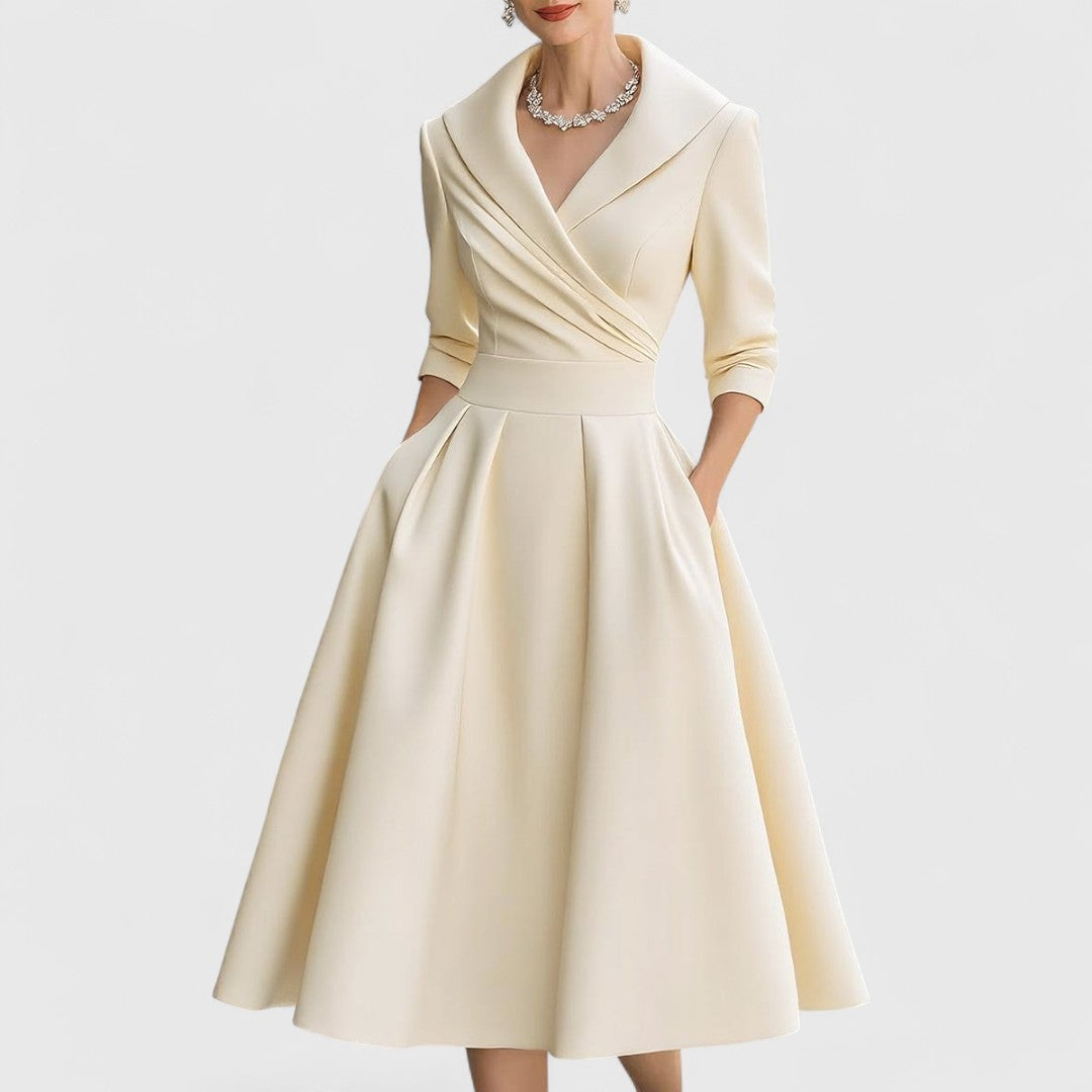 Women's V-Neck A-Line Midi Dress