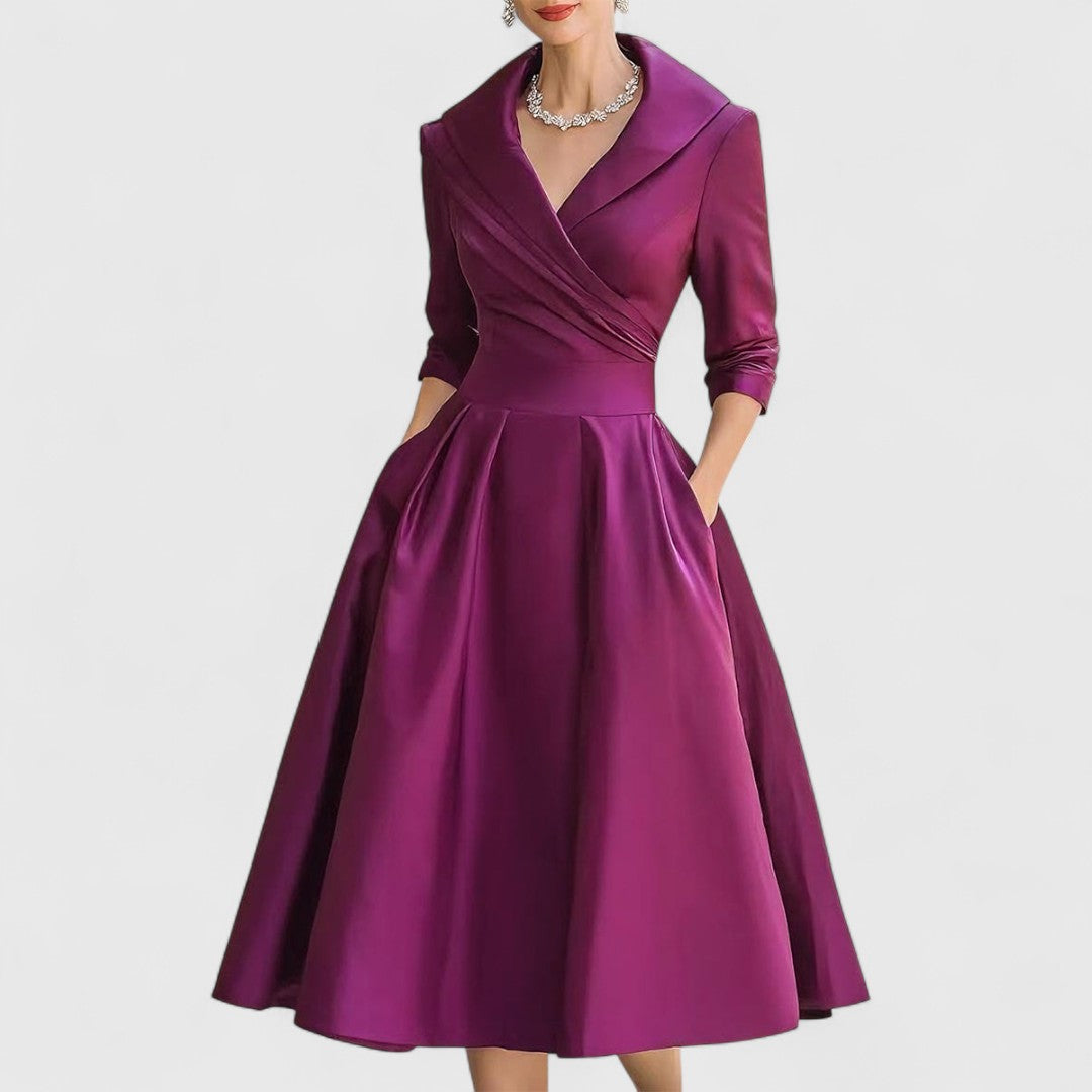 Women's V-Neck A-Line Midi Dress