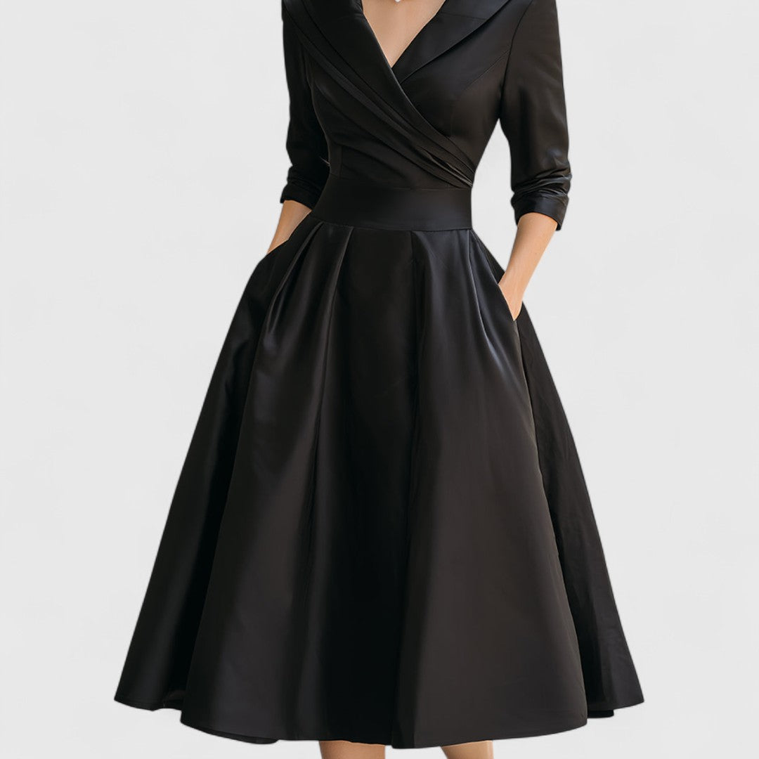 Women's V-Neck A-Line Midi Dress