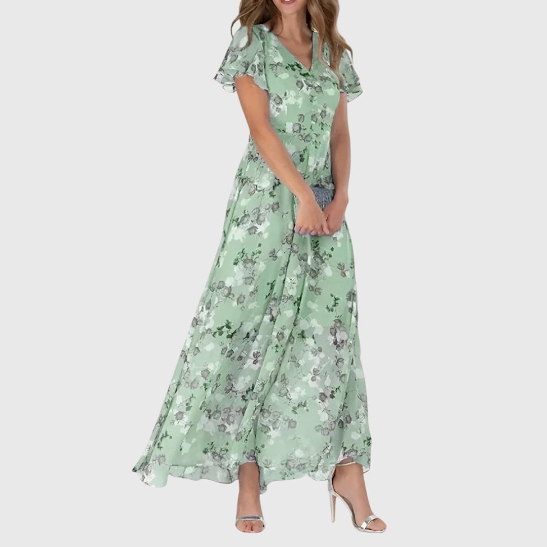 Women's V-Neck Floral Maxi Dress