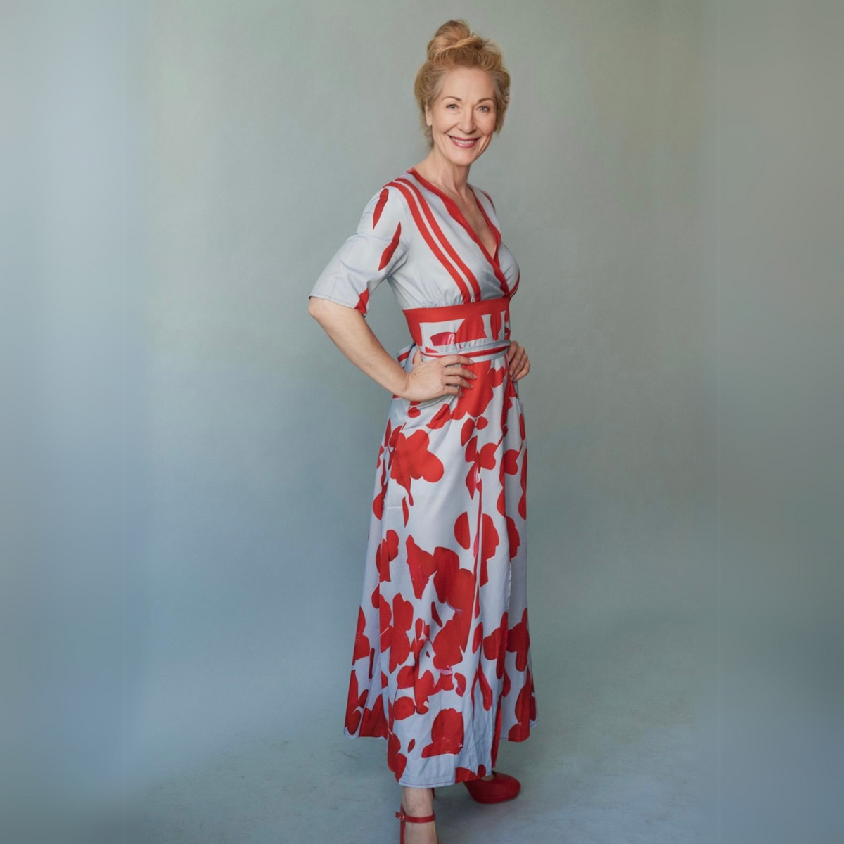 Women's V-Neck Floral Wrap Maxi Dress