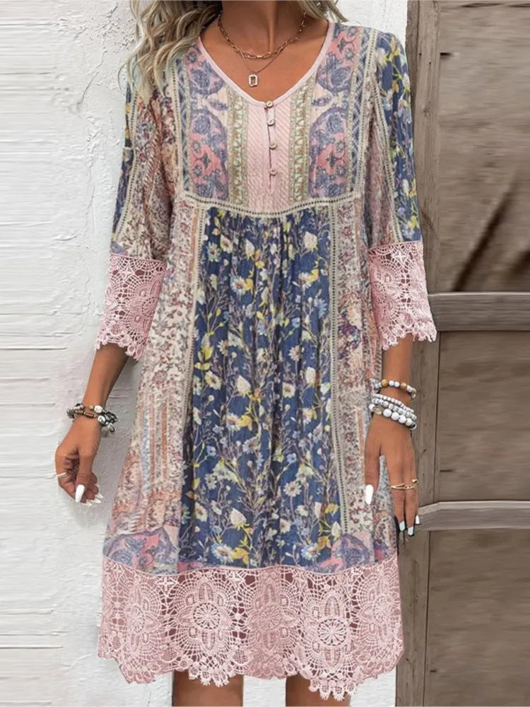 Women's V-Neck Midi Dress