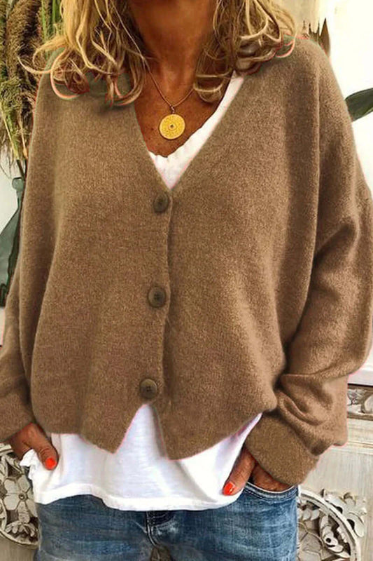 Women's V-Neck Patchwork Cardigan
