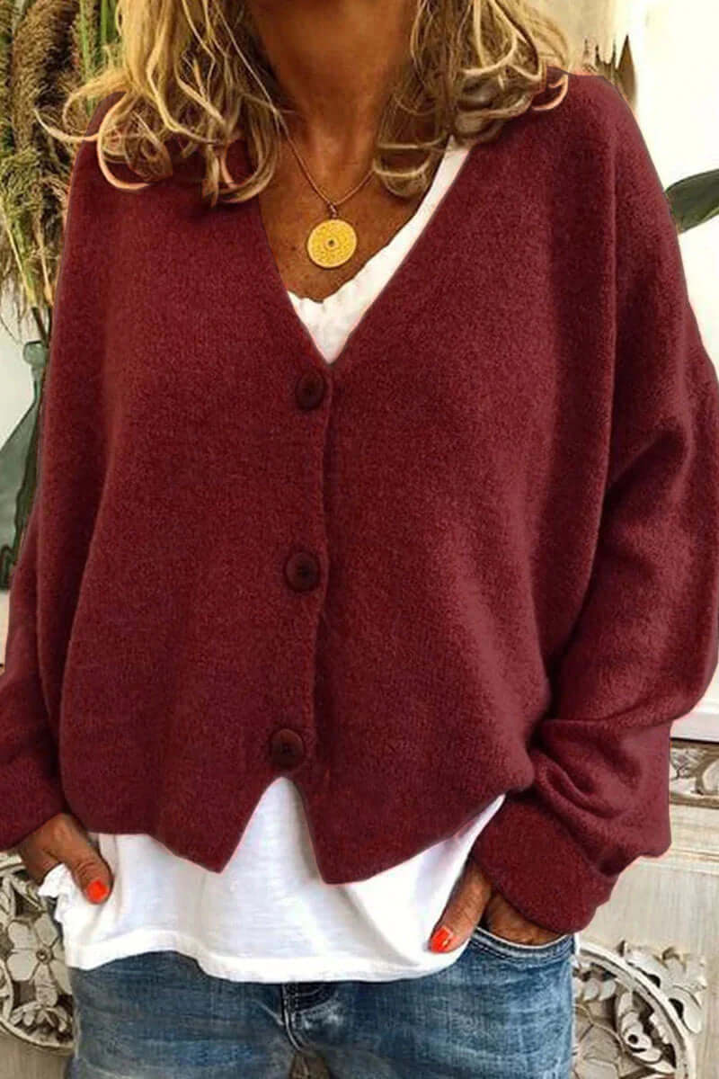 Women's V-Neck Patchwork Cardigan
