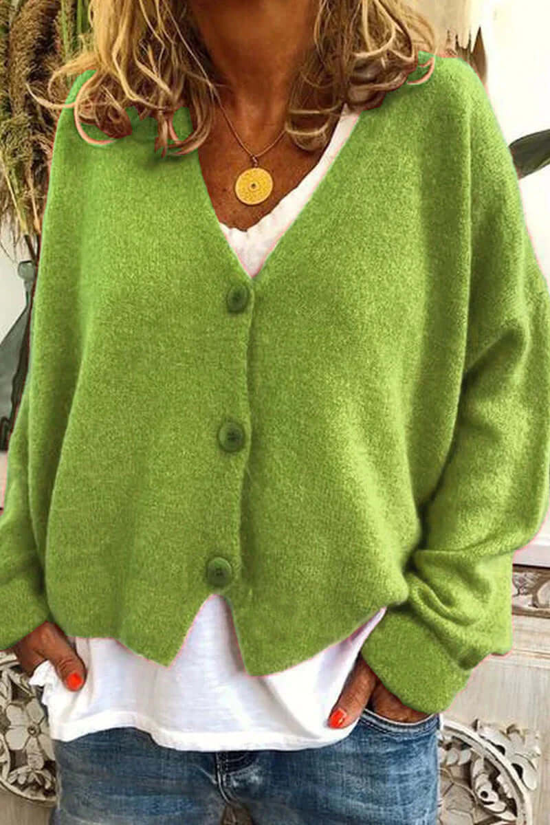 Women's V-Neck Patchwork Cardigan