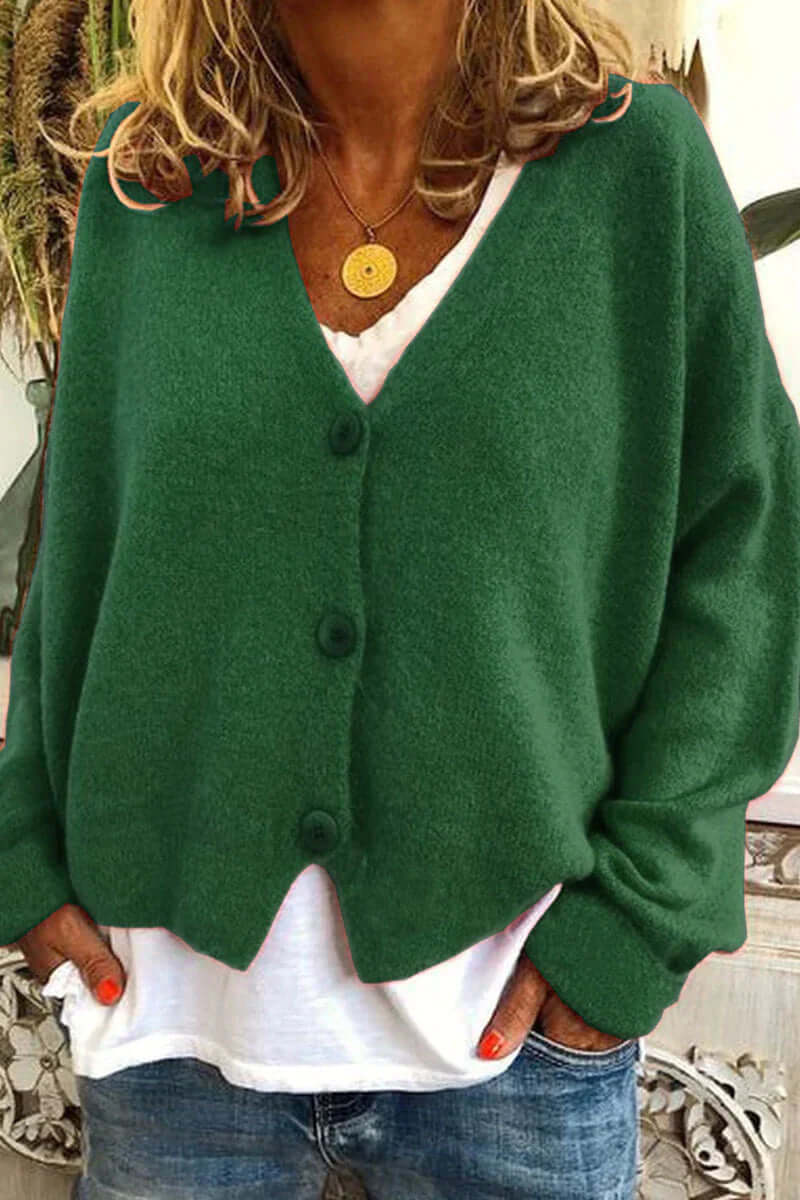 Women's V-Neck Patchwork Cardigan