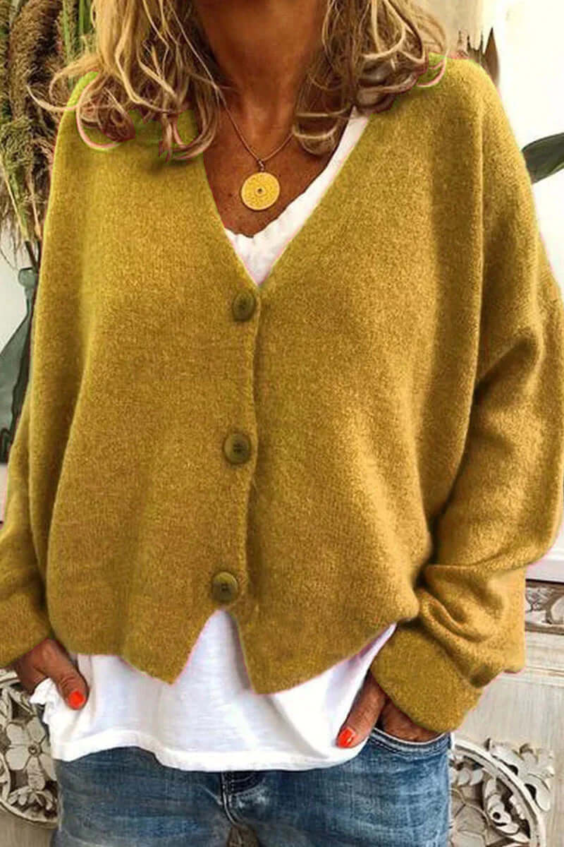 Women's V-Neck Patchwork Cardigan