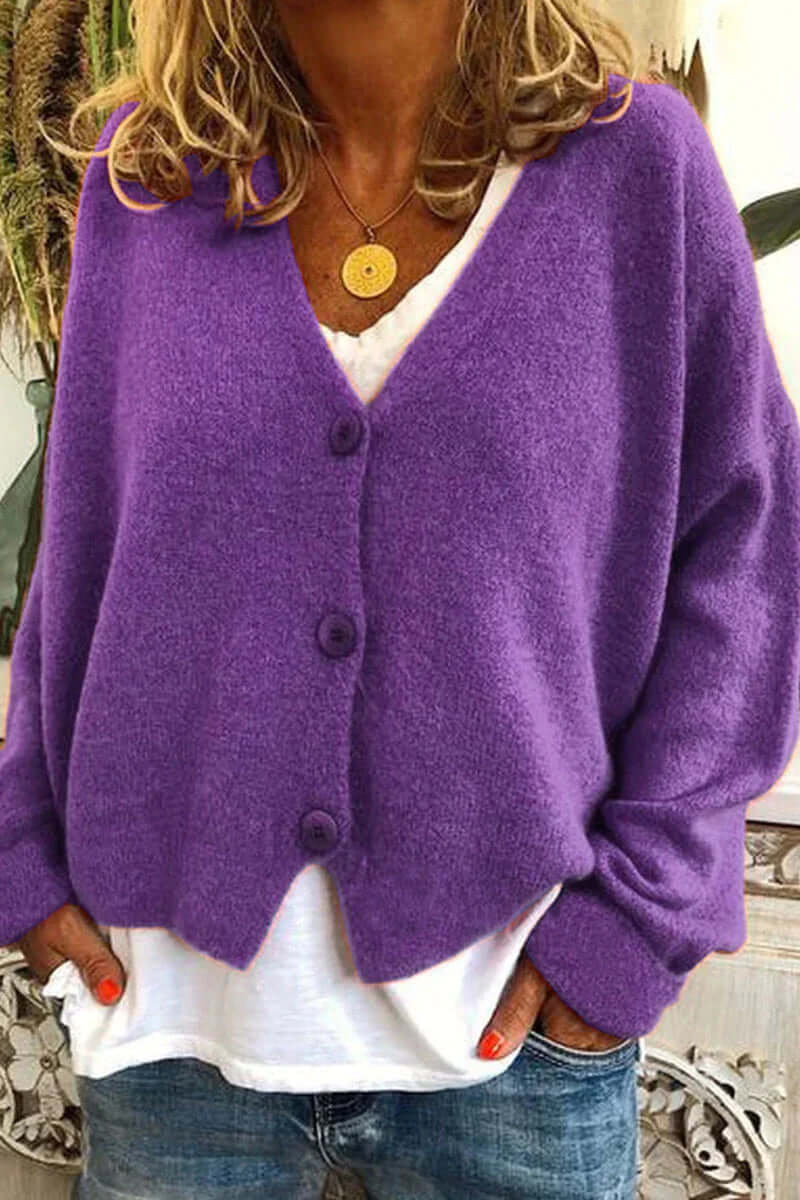 Women's V-Neck Patchwork Cardigan