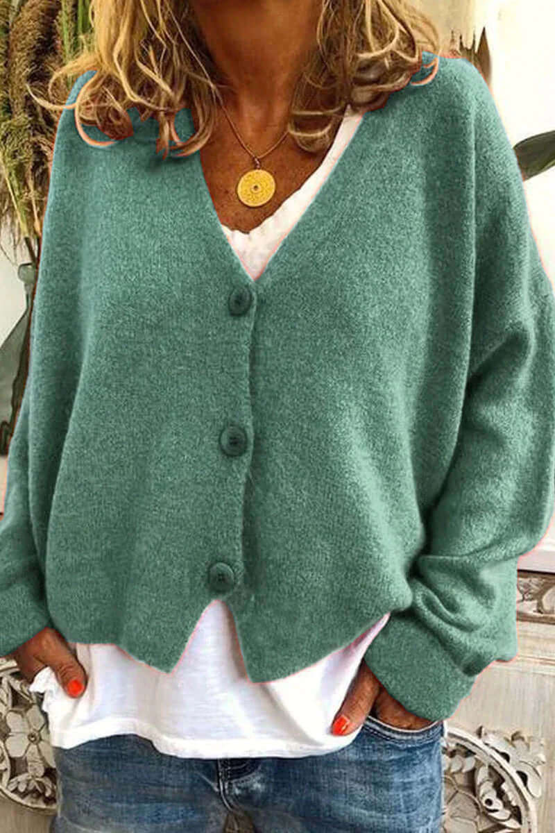 Women's V-Neck Patchwork Cardigan