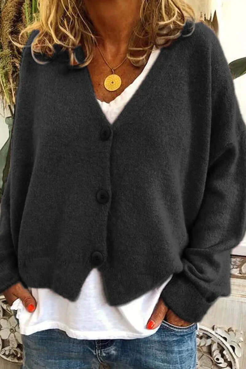 Women's V-Neck Patchwork Cardigan