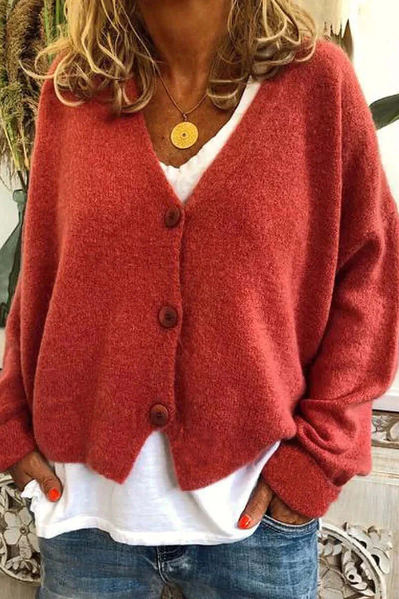 Women's V-Neck Patchwork Cardigan