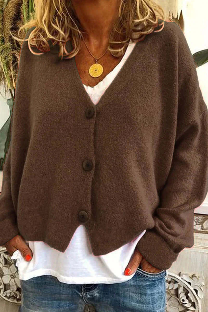 Women's V-Neck Patchwork Cardigan