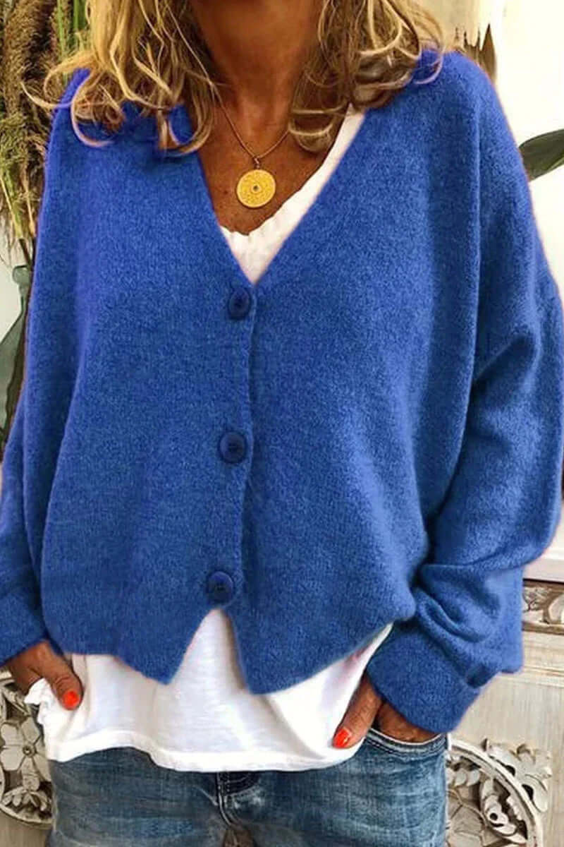 Women's V-Neck Patchwork Cardigan