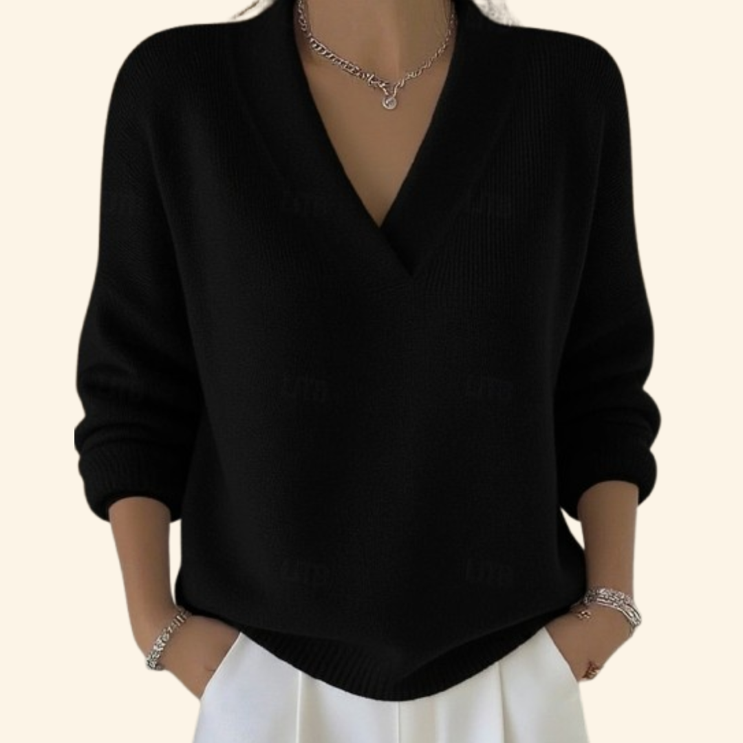 Women's V-Neck Relaxed Fit Pullover Sweater