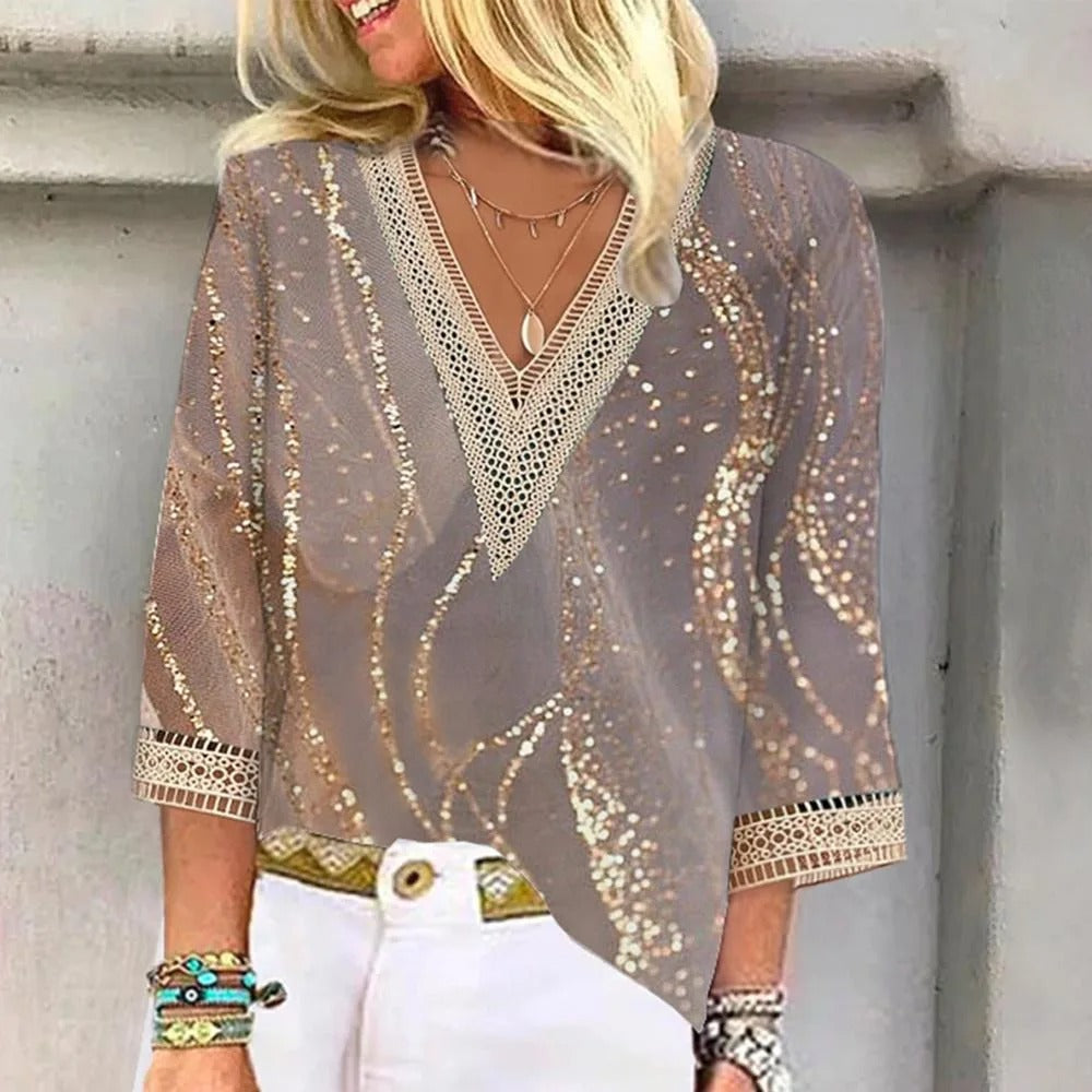 Women's V-Neck Summer Blouse