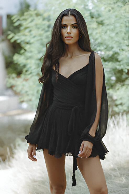 Women's V-Neck Wrap Mini Dress