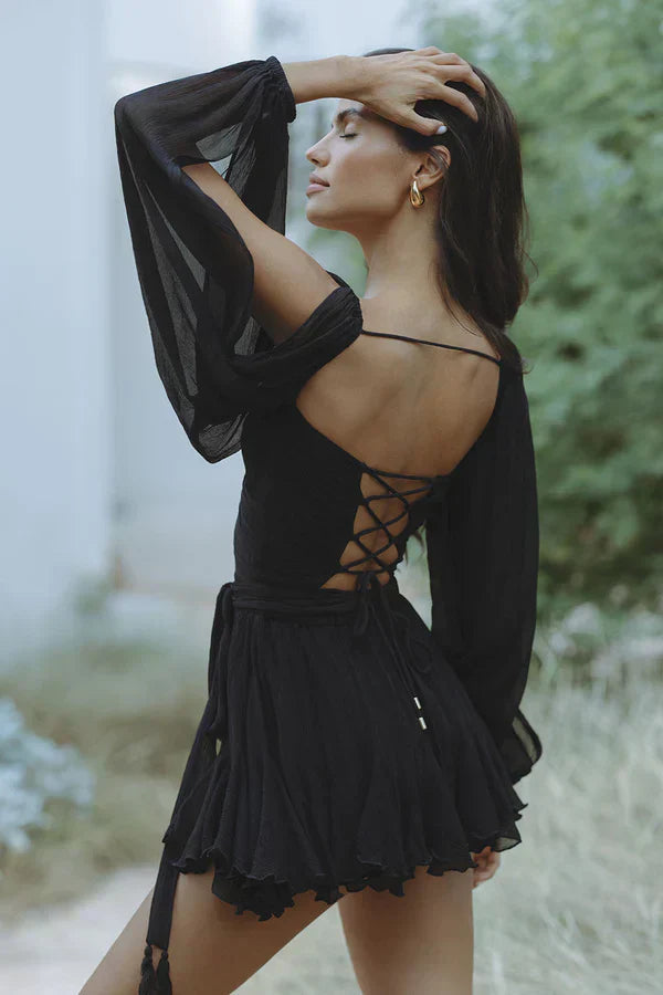 Women's V-Neck Wrap Mini Dress