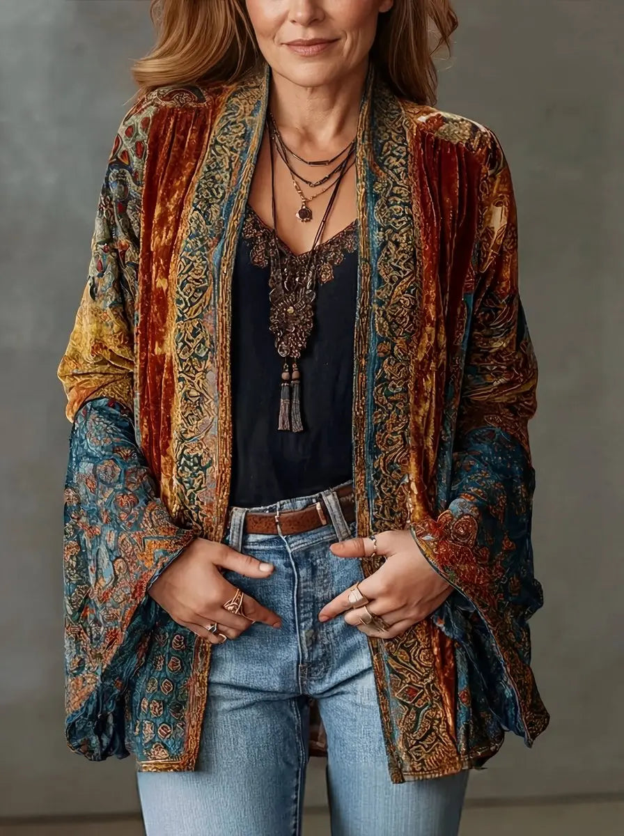 Women's Vintage Boho Quilted Longline Kimono Jacket