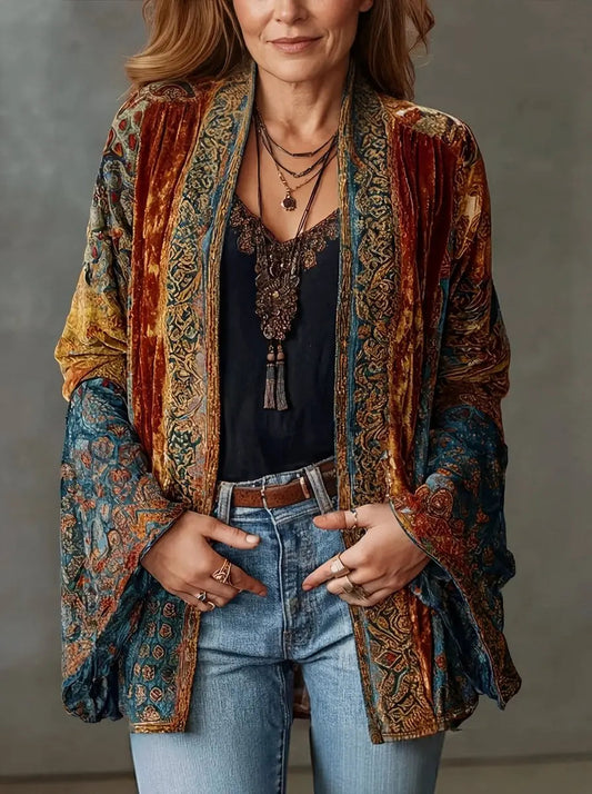 Women's Vintage Boho Quilted Longline Kimono Jacket