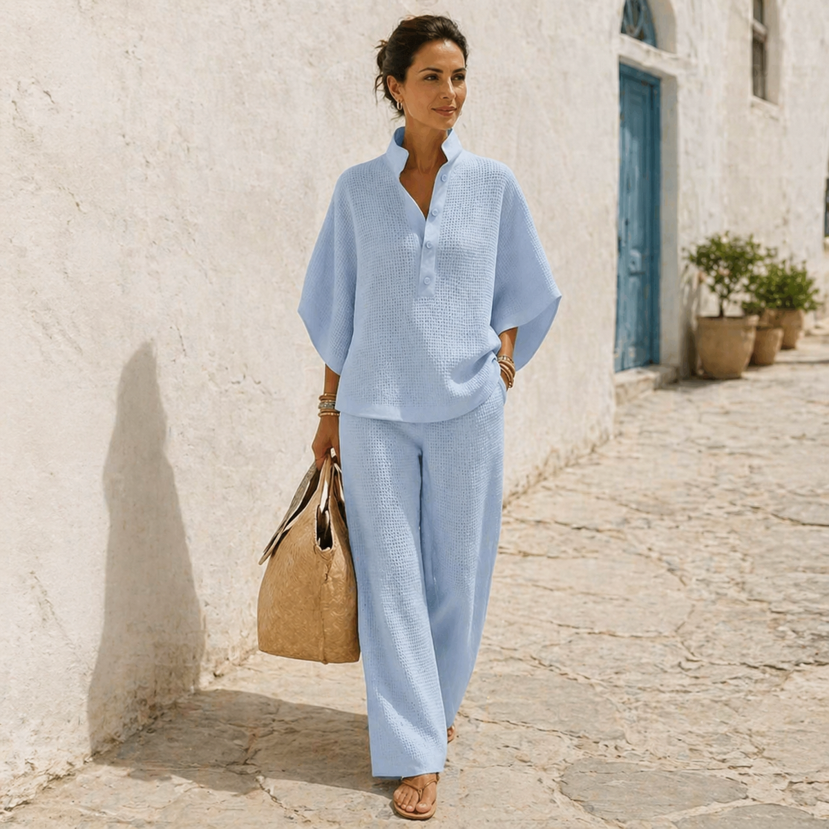 Women's Waffle-Knit Two-Piece Set