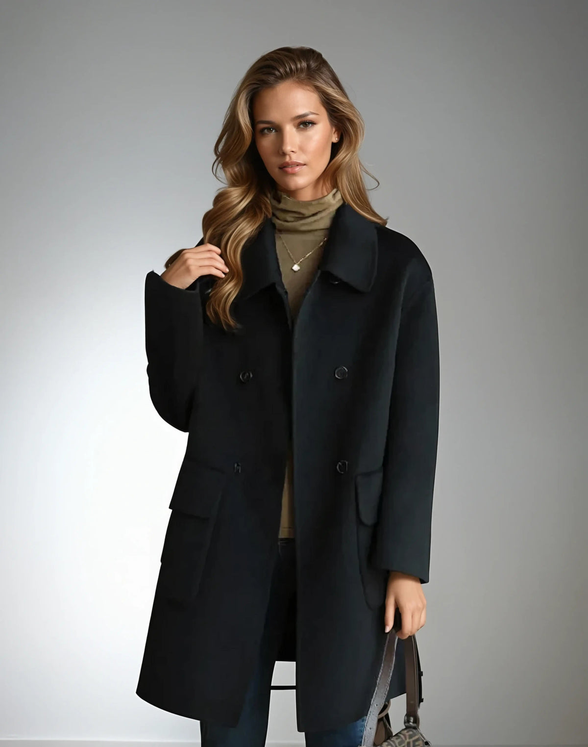 Women's Warm Elegant Coat with Sleek Timeless Design