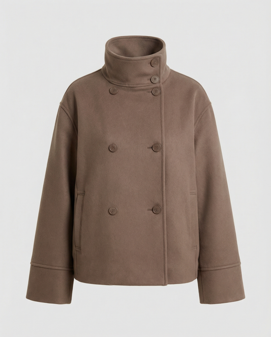 Women's Warm Short Quilted Jacket with High Collar - Padded Puffer Jacket