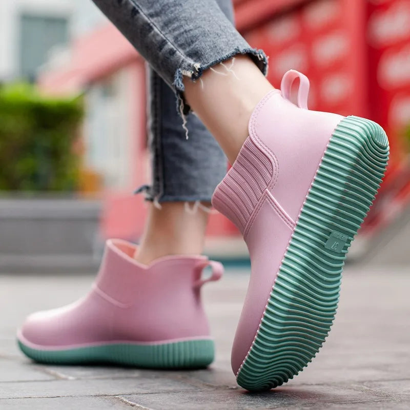 Women's Waterproof Ankle Rain Boots with Comfort
