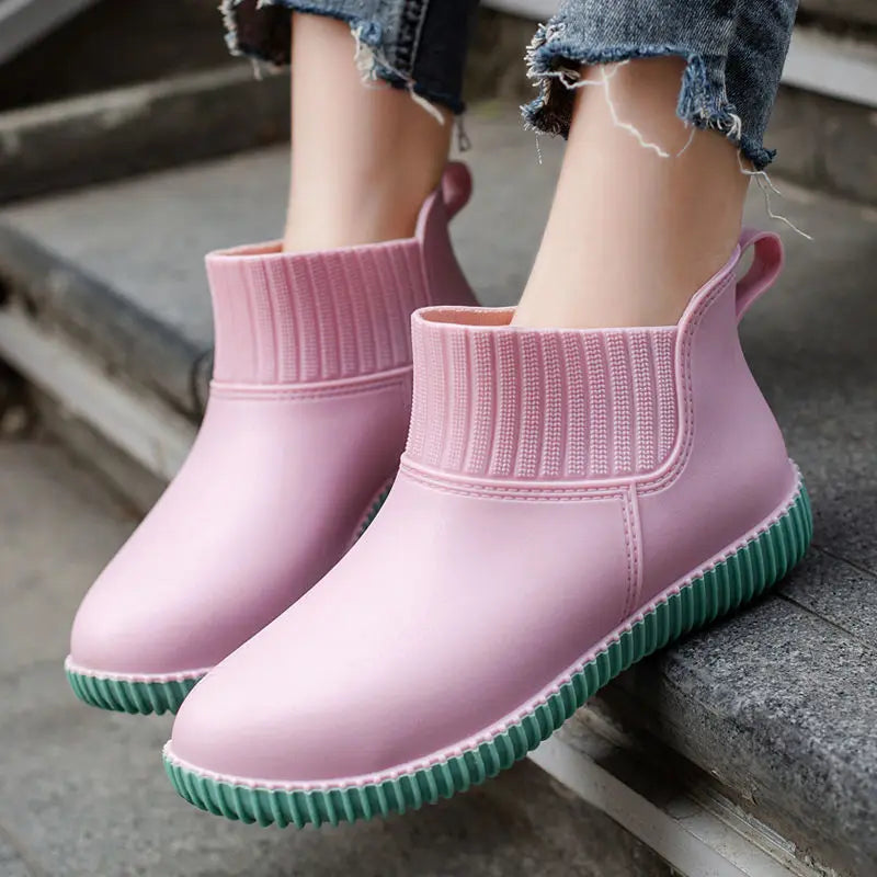 Women's Waterproof Ankle Rain Boots with Comfort