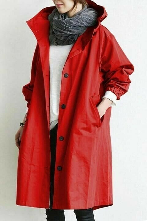 Women's Waterproof Button-Front Hooded Windbreaker