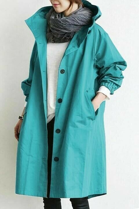 Women's Waterproof Button-Front Hooded Windbreaker