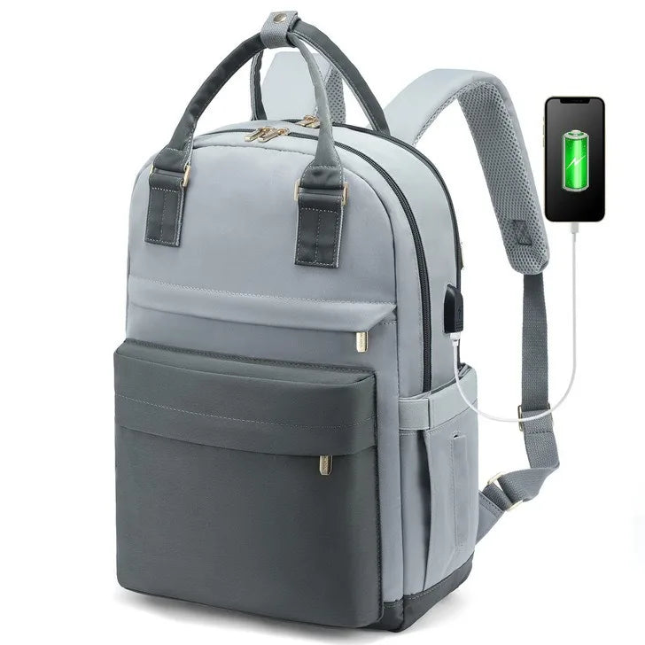 Women's Waterproof Laptop Backpack with USB Charging Port for Work, School and Travel