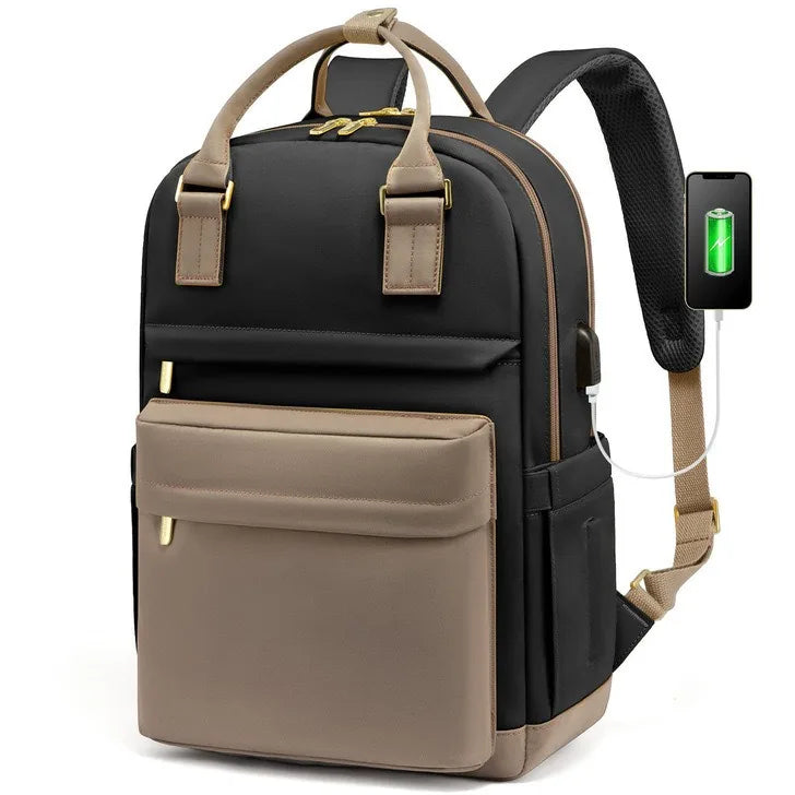 Women's Waterproof Laptop Backpack with USB Charging Port for Work, School and Travel