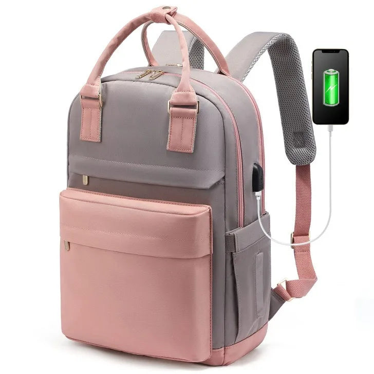 Women's Waterproof Laptop Backpack with USB Charging Port for Work, School and Travel