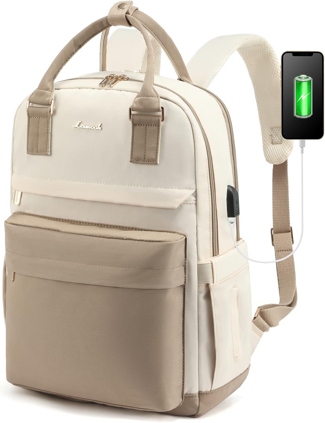 Women's Waterproof Laptop Backpack with USB Charging Port for Work, School and Travel