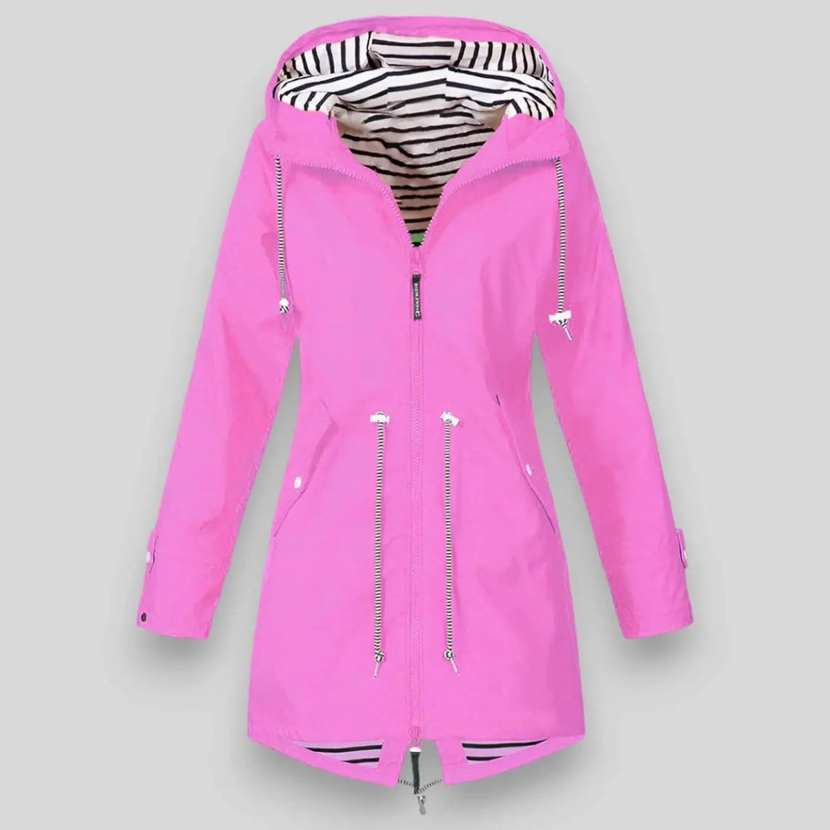 Women's Waterproof Lightweight Jacket with Adjustable Hood and Waist