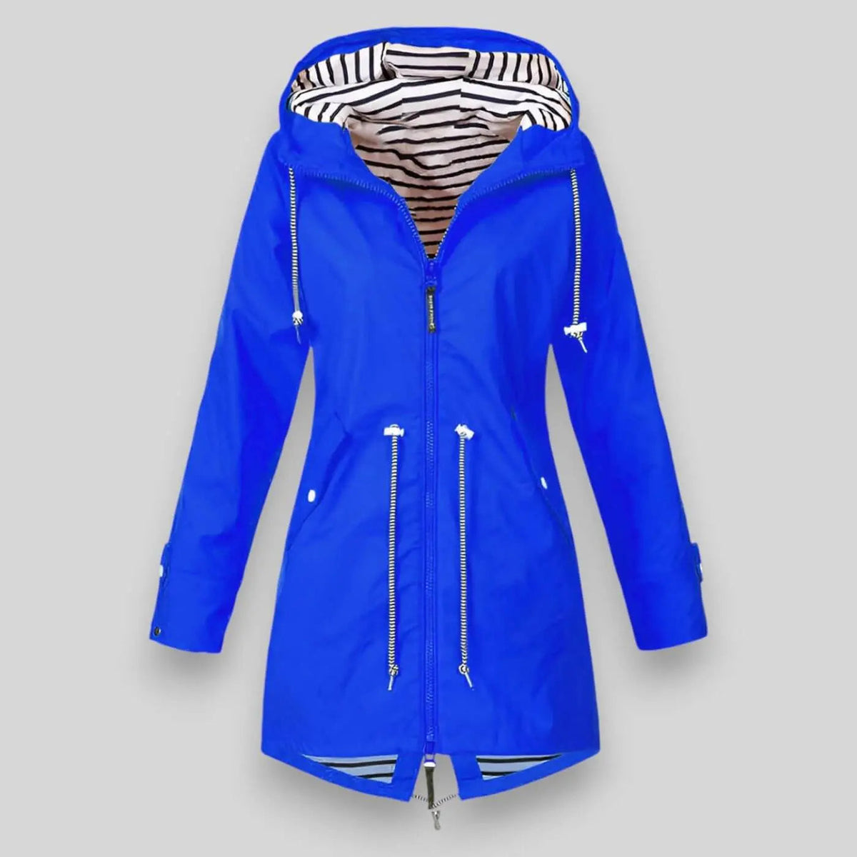 Women's Waterproof Lightweight Jacket with Adjustable Hood and Waist
